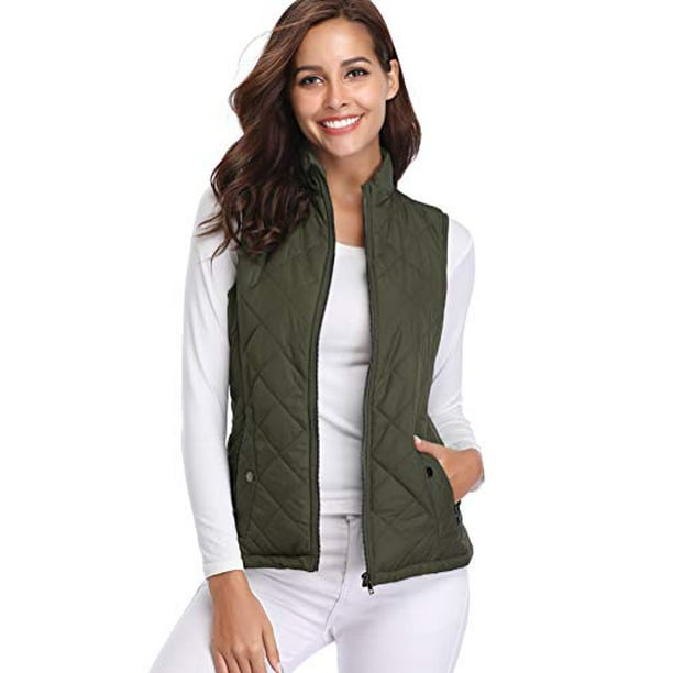 Stand Collar Lightweight Zip Padded Gilet Fuinloth Womens Quilted Vest Stand Collar Lightweight Zip Padded Gilet Fuinloth Womens Quilted Vest